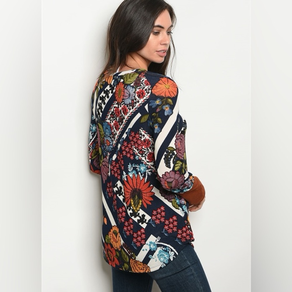 Bohemian, floral thin sweater like  top
